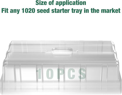 MIXC 10 Pack Humidity Dome 3.6" Extra Strength, Clear Seed Starter Dome 1020 Tray Covers Humidifying and Insulating for Greenhouse Germination and Garden Growing