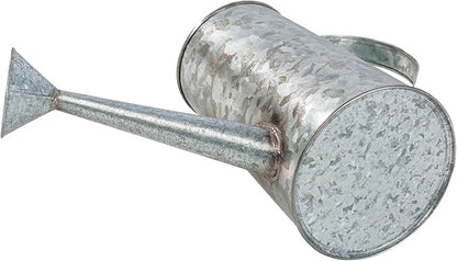 MyGift 5 Inch Small Rustic Galvanized Metal Decorative Vases in Vintage Style Watering Can Design for Dried Flowers and Artificial Plants, Set of 2 - Handcrafted in India