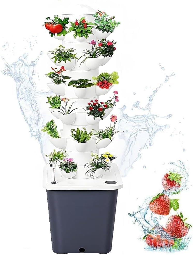 Hydroponic Tower Growing System - 30 Pods Indoor Garden Vertical Hydroponics Growing System Kit with Water Pump & Timer for Strawberries, Tomatoes, Lettuce, Herbs