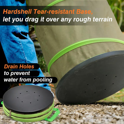 Colwelt Collapsible Leaf Bags 31Gallon, Pop-up Reusable Garden Bag Collapsible for Yard Waste, Heavy Duty Collapsible Trash Can with Hard shell Base, Garden Waste Yard Bags for Yard Garden Camping