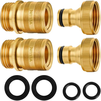 Garden Hose Quick Connect Solid Brass 3/4" GHT External Thread Easy Connect Fittings No-Leak Water Hose Male Quick Connector and Female product adapters (2 SETS)