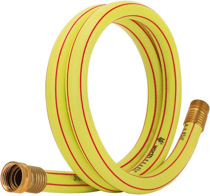 Short Lead-in Yellow Garden Hose 3/4 in. x 5 ft.-Kink Free, Leakproof, Flexible -Heavy Duty Durable Lightweight Water Pipe for Commercial Use, Lawn Care & Equipment Connection -Male to Female Fittings