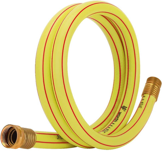 Short Lead-in Yellow Garden Hose 3/4 in. x 5 ft.-Kink Free, Leakproof, Flexible -Heavy Duty Durable Lightweight Water Pipe for Commercial Use, Lawn Care & Equipment Connection -Male to Female Fittings