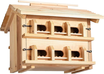 Martin House Birdhouse for Outside, Starling Resistant Opening, with 12 Hole Rooms for Outdoor,Solid Western Red Cedar Wood Construction, Post Mountable, Bird House for Outside