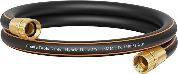 Giraffe Tools Leader Hose 10ft x 5/8", Short Water Hose Heavy Duty for Hose Reel, Lightweight, Flexible with Female Female Fittings