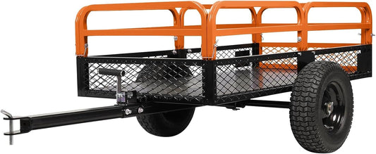 Heavy Duty ATV Utility cart, 1600LB Capacity Utility Trailer with Dual Dumping Modes (Manual/Foot Pedal), Steel Dump Cart with All-Terrain Tires & Dual Bearings for Garden, Farm, Firewood