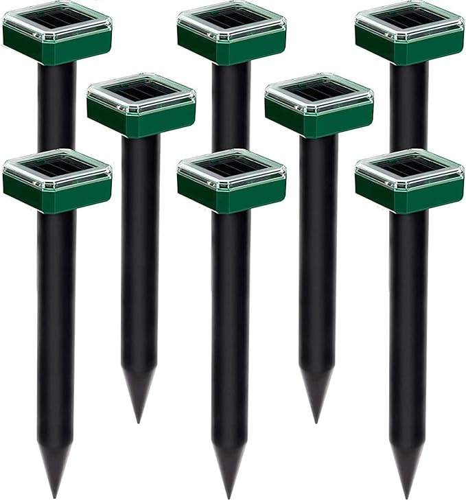 8 Pack Mole Repellent Solar Powered, Upgrade 2025 Waterproof Ultrasonic Gopher Vole Repellent Outdoor, Rat, Squirrel, Skunk, Repellent for Lawn Garden & Yard