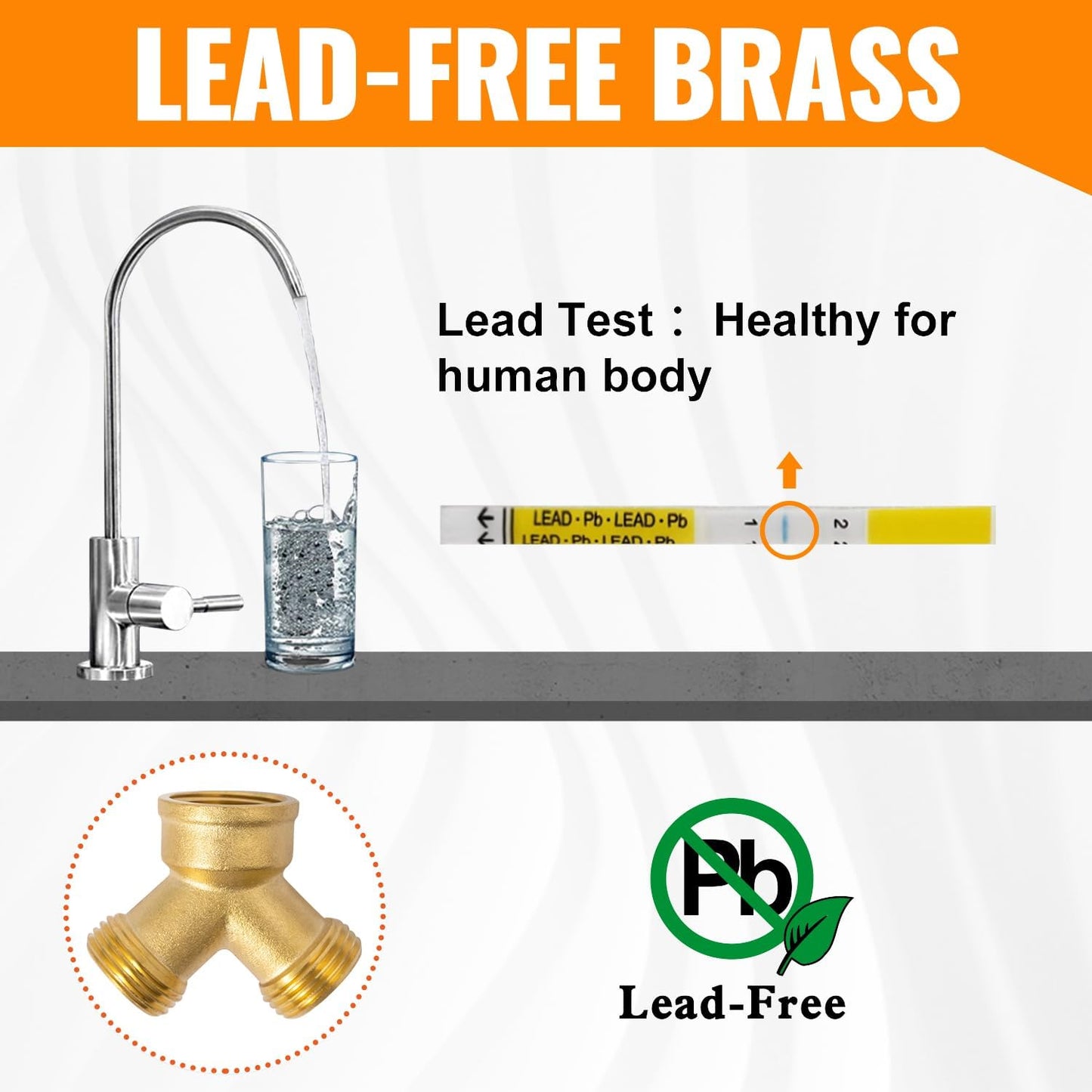 SUNGATOR 3/4 Inch GHT Y Valve, 2 Way Brass Garden Hose Splitter Heavy Duty, 3/4'' GHT Garden Hose Bib Splitters, Brass Y Valves with Extra 4 Rubber Washers, 1 Sealing Tape (2-Pack)