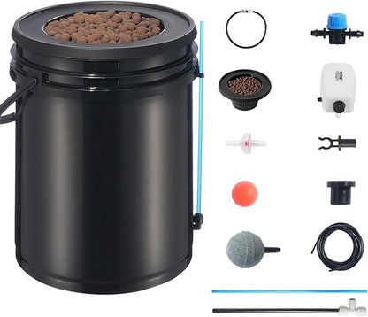 VEVOR DWC Hydroponics Grow System, Hydroponic Growing System with Top Drip Kit, 5-Gallon Deep Water Culture with Air Pump, Air Stone and Water Level Device for Leafy Vegetables(1 Bucket+Top Drip Kit)