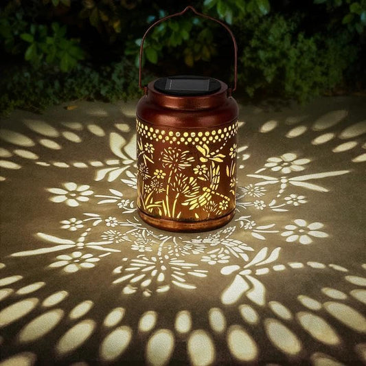 Dragonfly Solar Lanterns Outdoor Waterproof - Dragonfly Garden Decor Hanging Solar Lantern Metal Decorations for Patio Yard Lawn Porch Pathway, Birthday Gifts for Women Mom Grandma