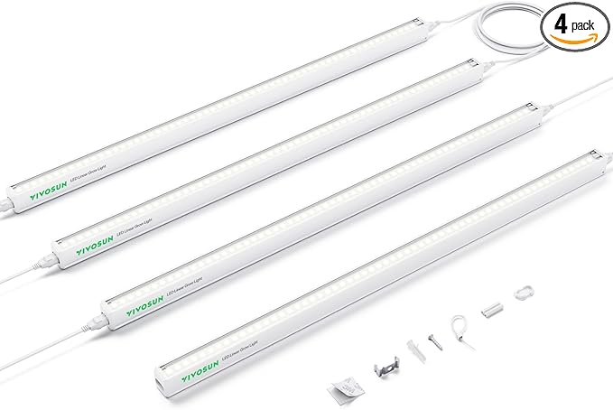 VIVOSUN 2ft Grow Lights for Indoor Plants Full Spectrum, LED Plant Lights 60W(4 X 15W), T5 Grow Light Strip for Seed Starting, Greenhouse, Hydroponics, SGS Compatible, Linkable, 5000K, 4-Pack