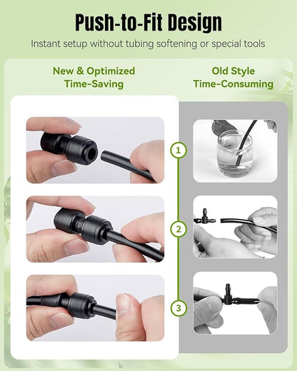 Pawfly 15 Pcs Quick Connect 1/4" Drip Irrigation Coupling Connectors for 1/4 Inch Irrigation Tubing, Anti-Leak Drip Irrigation Parts, Push-to-Fit 2-Way Coupling Fittings, Universal Straight Fittings