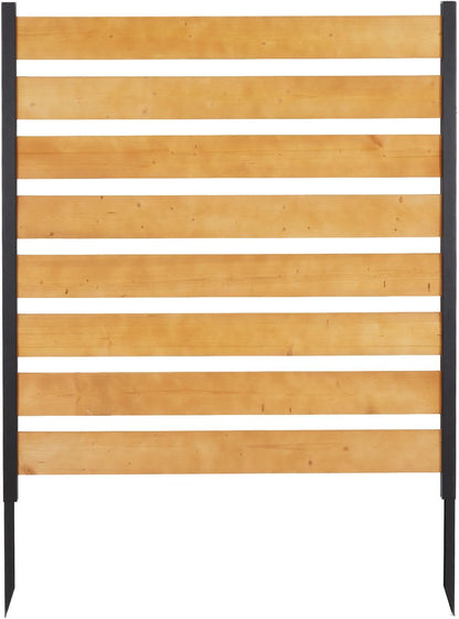 Privacy Fence Panels for Outside No Dig Fence Screen Garden Fence Wooden Air Conditioner Fence Panels for Outdoor Yard Trash Cans, AC, Compost Bin(48" W x 48" H-Horizontal-1 Panels Wood+Metal)