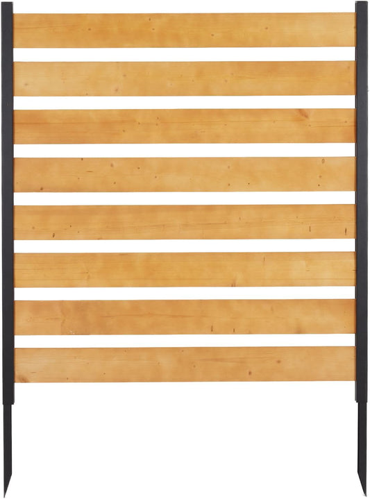 Privacy Fence Panels for Outside No Dig Fence Screen Garden Fence Wooden Air Conditioner Fence Panels for Outdoor Yard Trash Cans, AC, Compost Bin(48" W x 48" H-Horizontal-1 Panels Wood+Metal)