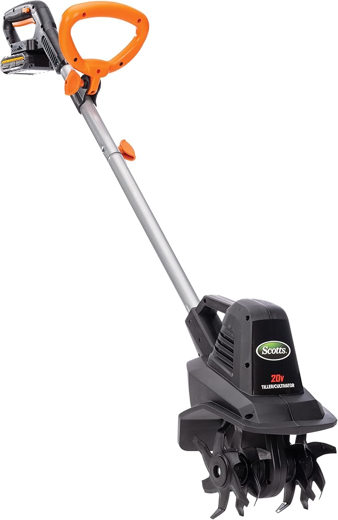 Scotts Outdoor Power Tools TC70020S 20-Volt 7.5-Inch Cordless Garden Tiller Cultivator, (2AH Battery & Fast Charger Included)