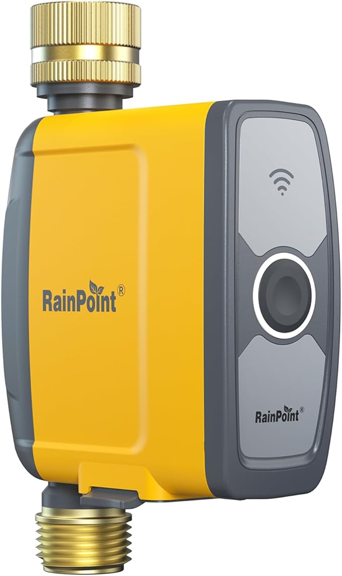 RAINPOINT WiFi Water Timer, Smart Sprinkler System Valve With APP & Voice Control, Weather-Based Automatic Rain Delay, Brass Inlet & Outlet (No WiFi Hub)