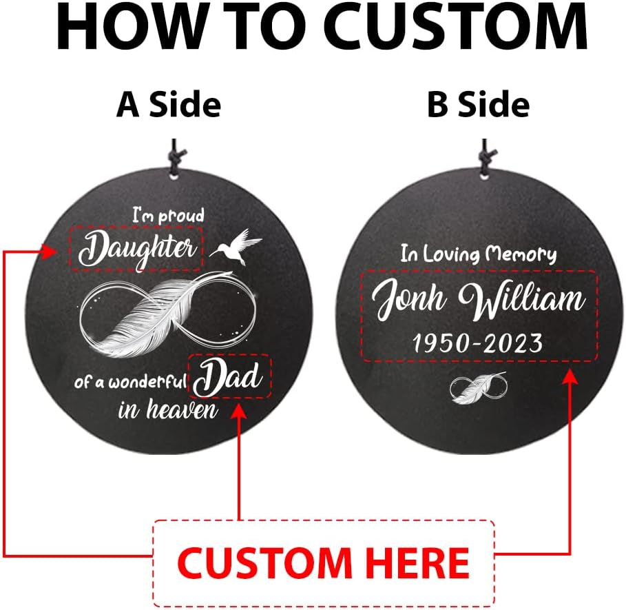 Personalized 36" Healing Memorial Wind Chimes for Outside, Bereavement Gift of Comfort for Loss of Mother, Father or Husband, A Soothing Remembrance for Your Garden and Patio