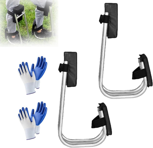 Knee Seat for Gardening, Kneeling Device for Gardening, Farm Work, Ankle Support, Durable Thick Kneeling Pad & Galvanized Steel, Strap on Kneeler Device for Garden (Black*2)