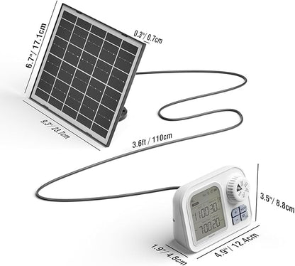 Raddy WS-7 Solar Drip Irrigation Kit with IPX7 Waterproof, Auto Watering System for 15 Potted Plants, with Auto-Soil Humidity Detection, 2600mAh Battery, Large Display for Indoor Outdoor Balcony