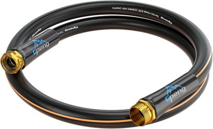 Non-Expandable Leader Hose 5ft x 5/8", Short Garden Hose, Rubber Water Hose, Heavy Duty, No Kink, Flexible Garden Hose with Swivel Handle, Male to Female Fittings, Burst 600 PSI, Without Nozzle