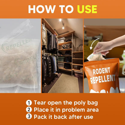 Rodent Repellent Pouches, Rodent Repellent for Car Engines, Mice Repellent Indoor, Natural Peppermint Mouse Repellent, Get Rid of Rodent/Rat & Mice, Safe for Children and Pets - 10P