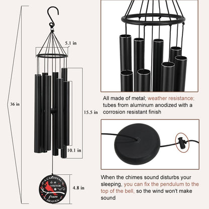 Personalized 36" Memorial Wind Chimes for Outside, Sympathy and Bereavement Gift for Loss of Loved One, A Thoughtful Remembrance of Mother, Father or Husband for Garden and Patio