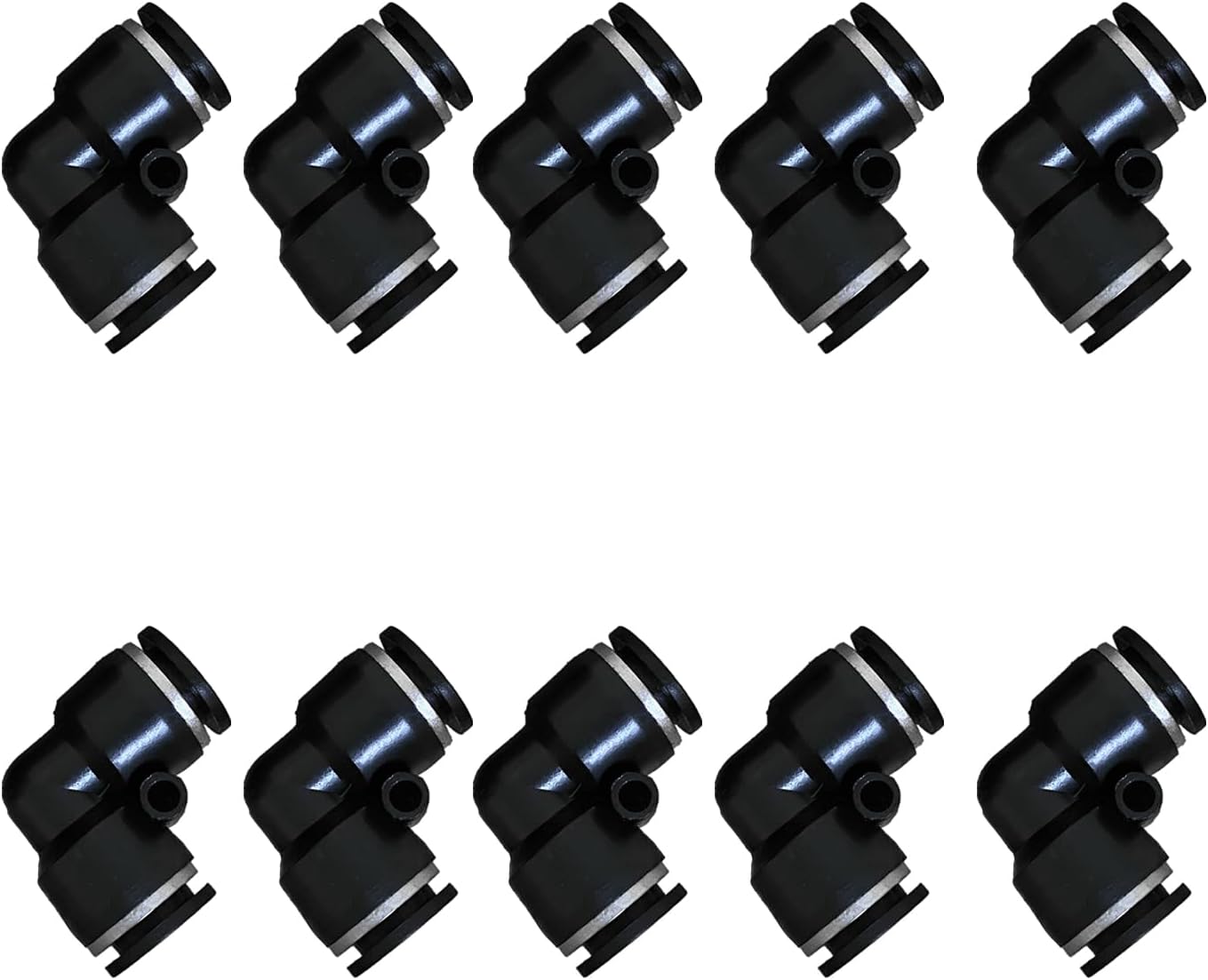 1/2" Od Air Line Elbow Union, Push To Connect Air Fittings, Push Elbow Push Air Fitting (10 Pack)