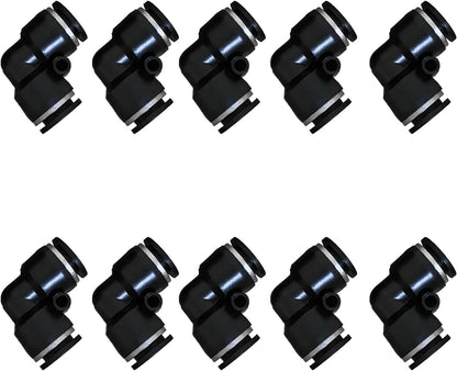 1/2" Od Air Line Elbow Union, Push To Connect Air Fittings, Push Elbow Push Air Fitting (10 Pack)
