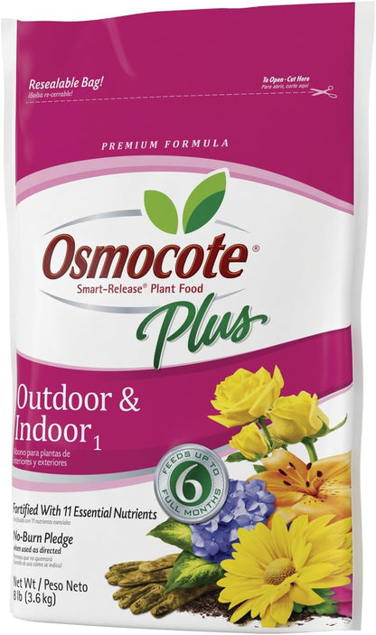 Osmocote Smart-Release Plant Food Plus Outdoor & Indoor₁, Granular Fertilizer with 11 Essential Nutrients, 8 lbs.