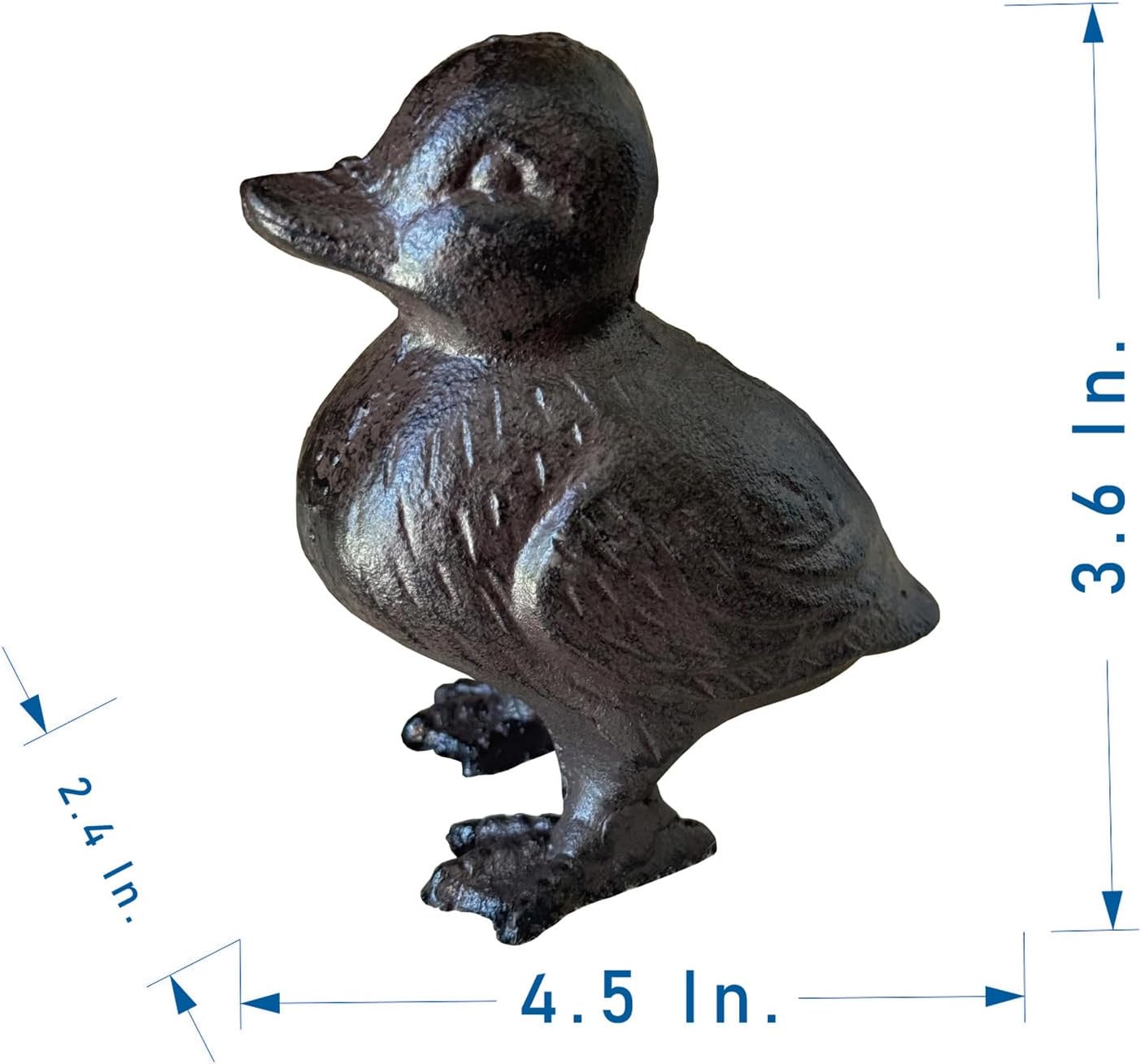 Rust Brown Cast Iron Duck Figurine (3.6" Tall) - Single Piece Vintage Style Decorative Ornament for Home, Garden, Shelf Decor HC6905