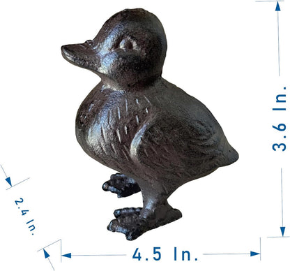 Rust Brown Cast Iron Duck Figurine (3.6" Tall) - Single Piece Vintage Style Decorative Ornament for Home, Garden, Shelf Decor HC6905