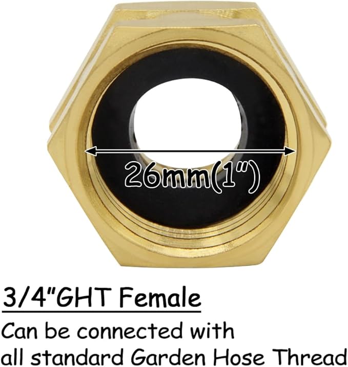 2PCS Brass Garden Hose Adapter 3/4"GHT Female to 1/2"NPT Female Thread Reducer Water Hose Nipple Reducing Convert Pipe Fittings Connector
