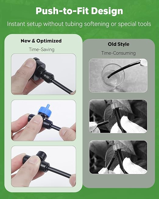 Pawfly Drip Irrigation Kit, Quick-Connect 100 ft. Drip Irrigation System with 1/4" Tubing Drippers and Accessories Plant Watering Devices for Greenhouse Lawn Patio Flower Bed