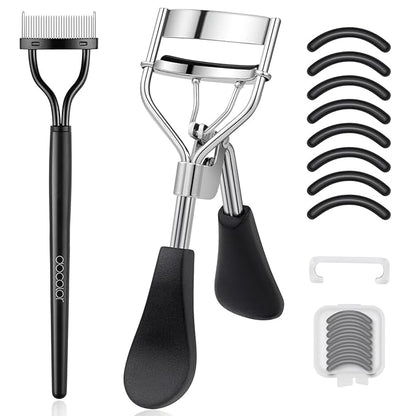 docolor Eyelash Curler with Eyelash Comb, Lash Curler with 8 Pcs Silicone Refill Pads Suitable for All Eye Shapes Curl up to one Day Easy to Operate No Pinching or Pulling Eyelash Eye Makeup Tool