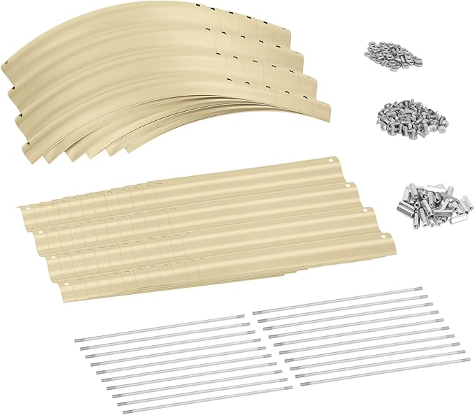 Land Guard 8×2×1ft Galvanized Raised Garden Bed Kit, 108 Gallon Capacity Raised Garden Boxes Outdoor, Oval Metal Raised Garden Beds for Vegetables, Cream Yellow(with 10 Connecting rods)