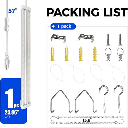Barrina TX36 2FT Grow Light for Indoor Plants, 36W(200W Equivalent), High PPFD, 5000K Daylight Full Spectrum, Hanging Plant Light for Greenhouse Indoor Growing with On/Off Switch, Linkable, 1 Pack