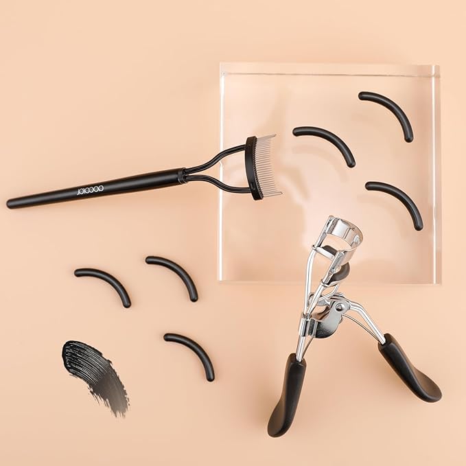 docolor Eyelash Curler with Eyelash Comb, Lash Curler with 8 Pcs Silicone Refill Pads Suitable for All Eye Shapes Curl up to one Day Easy to Operate No Pinching or Pulling Eyelash Eye Makeup Tool