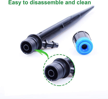 MIXC 100PCS Drip Emitters Fan Shape with Stake Water Flow Adjustable for 1/4 inch Irrigation Tube Hose, 360 Degree Sprayer Perfect for Irrigation System Watering Kits for Garden Patio Lawn Flower Bed