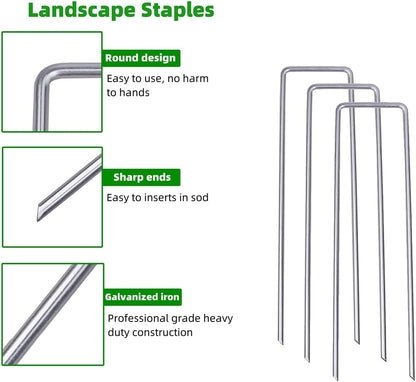6 Inch 23 Pcs Hot-dip Galvanized U-Shaped Garden Stakes, Landscape Staples, Ground Stakes, for Decoration Weed Barrier Fabric, Irrigation Tubing, Holding Fence, Tarpaulin (22, 6 INCH)