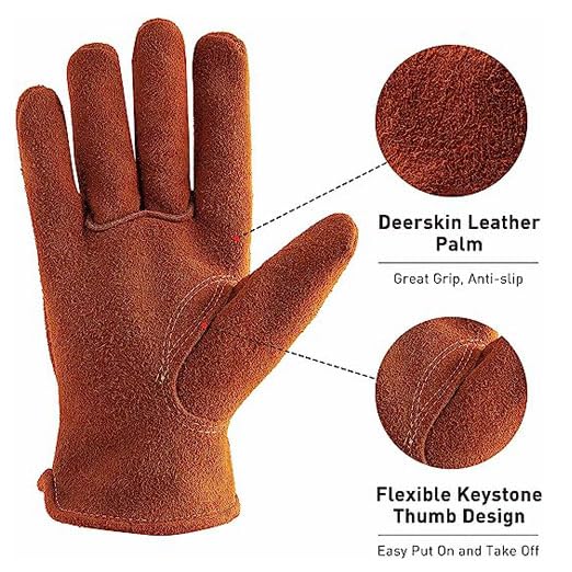 HLDD HANDLANDY 2 Pairs Cowhide Leather Work Gloves with Reinforced Palm for Men & Women (Brown-12pairs, Medium (Pack of 12))