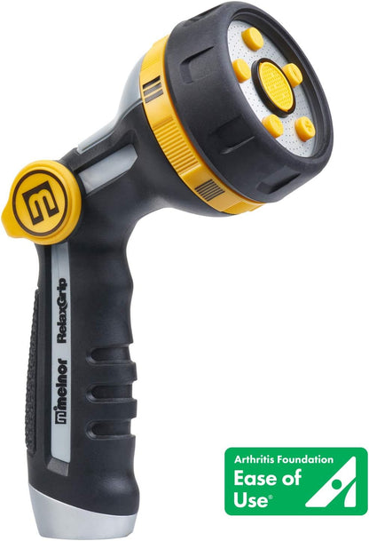 Melnor 65130AMZ RelaxGrip Thumb Control 5 Pattern w/Adpt Nozzle Bundle, QuickConnect Product Adapter, Black, Yellow