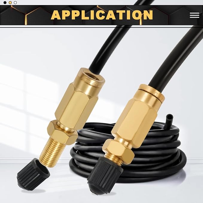 2 Packs 1/4" Air Value Inflation Schrader Valve, Schrader Valve Adapter with Push to Connect Button for 1/4" OD Air Hose Fittings for Semi Trucks Trailers