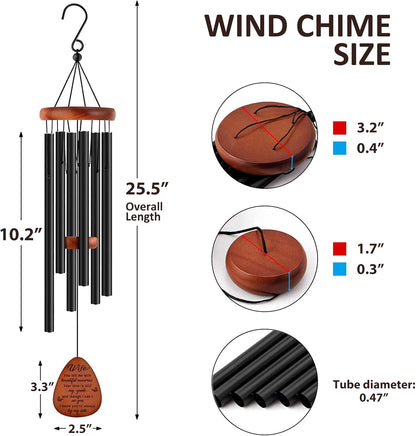 Memorial Gifts for Loss of Wife,Memorial Wind Chimes 25'', Loss of Wife Sympathy Gifts, Home Decor Outdoor Garden, Soothing Melodic Tones with Mute Option