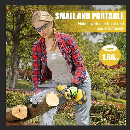 Mini Chain saw Cordless 8 inch Auto Oiler, Automatic Chain Tension, 21V MAX* Rechargeable Cordless Chainsaw with 2x2.0Ah Battery and Charger, Mini Chainsaw 8 inch Cordless Hand-Held Electric Chain Saw