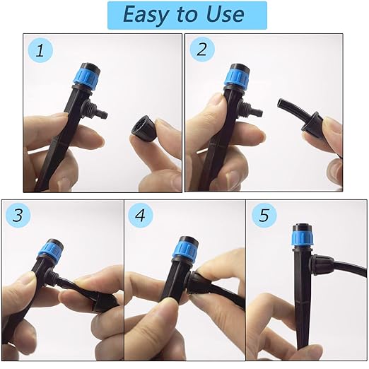 100Pcs Drip Irrigation Emitters with Lock, Adjustable 360 Degree Water Flow Irrigation Drippers for 1/4 inch Drip Irrigation Tubing, Micro Spray Drip System Parts for Garden Irrigation System