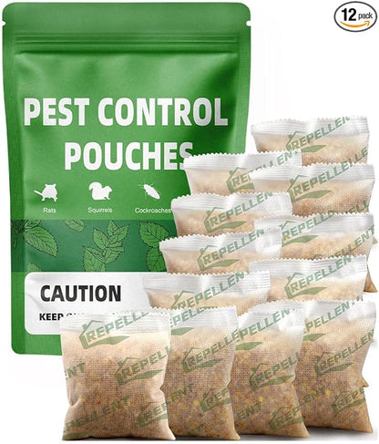 Pest Control, Mouse Repellent Pouches, Rodent Repellent, Mice Repellant Indoor, Peppermint Mice to Repel Spider, Ant, Roach & Mosquito, Rat Repellant Outdoor, Keep Mouse Out of Camper-12P