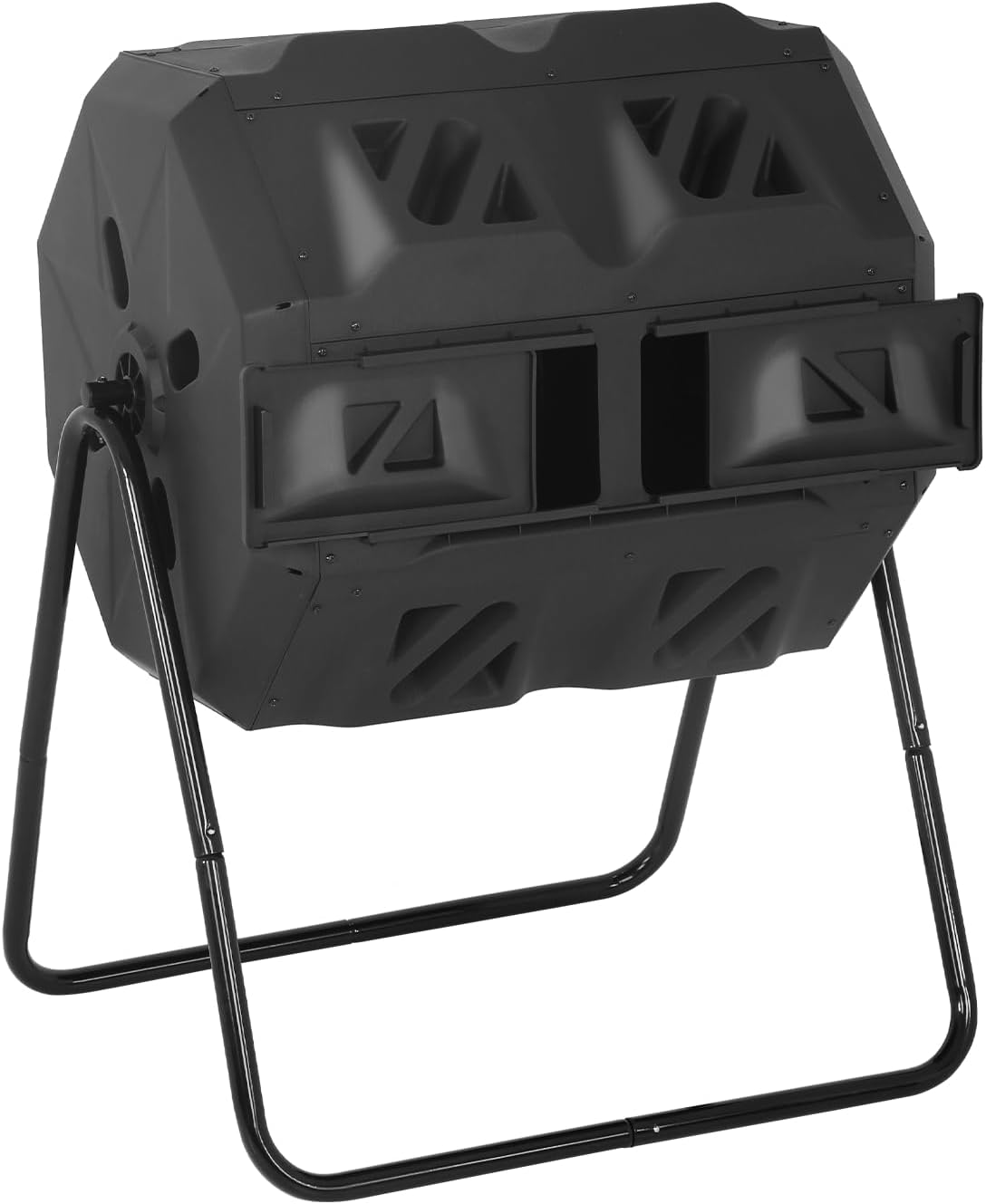 Outdoor Compost Bin 43 Gallon, Dual Chamber Tumbling Composter, Heavy-Duty Composting Bin for Garden, Kitchen, Yard, Kitchen Composter, Compost Bin Outdoor with Sliding Doors (Black)