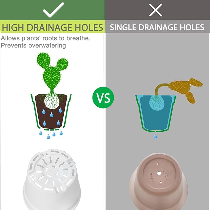 28 Pack 4 inch Small Plant Pots, Plastic Planters with Drainage Holes and Saucers for Flowers Plants, Succulents, Seed Starting Pots, White