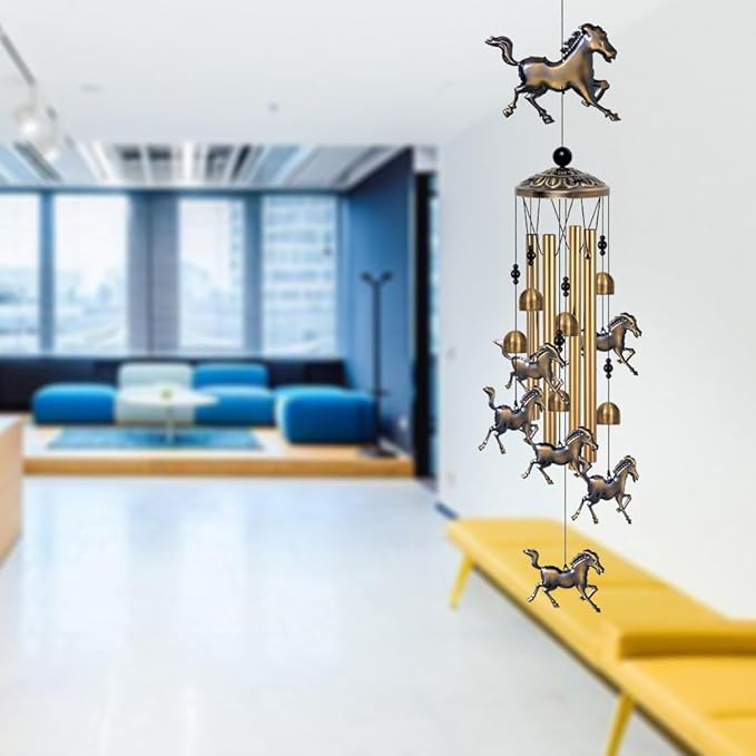 Bronze Horses Wind Chimes Decor, Mobile Blessing Wind Bells Decorate, Sympathy Wind Catcher, Memorial Gifts for Mom,Grandma,Woman (/Outside/Indoor/Home/Room/Porch/Yard/Garden Decoration)