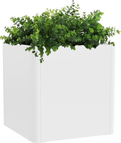 Large Outdoor Square Planter 20" L x 20" W x 21" H,White Square Planters for Indoor and Outdoor All-Weather Use